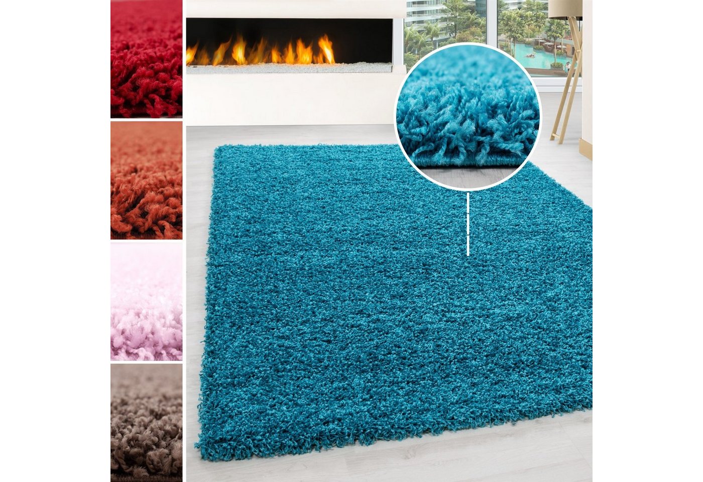 Hochflor-Teppich Teppich Langflor Shaggy Hochflorteppich Wohnzimmer Schlafzimmer, Miovani, Rechteckig, Höhe: 30 mm von Miovani