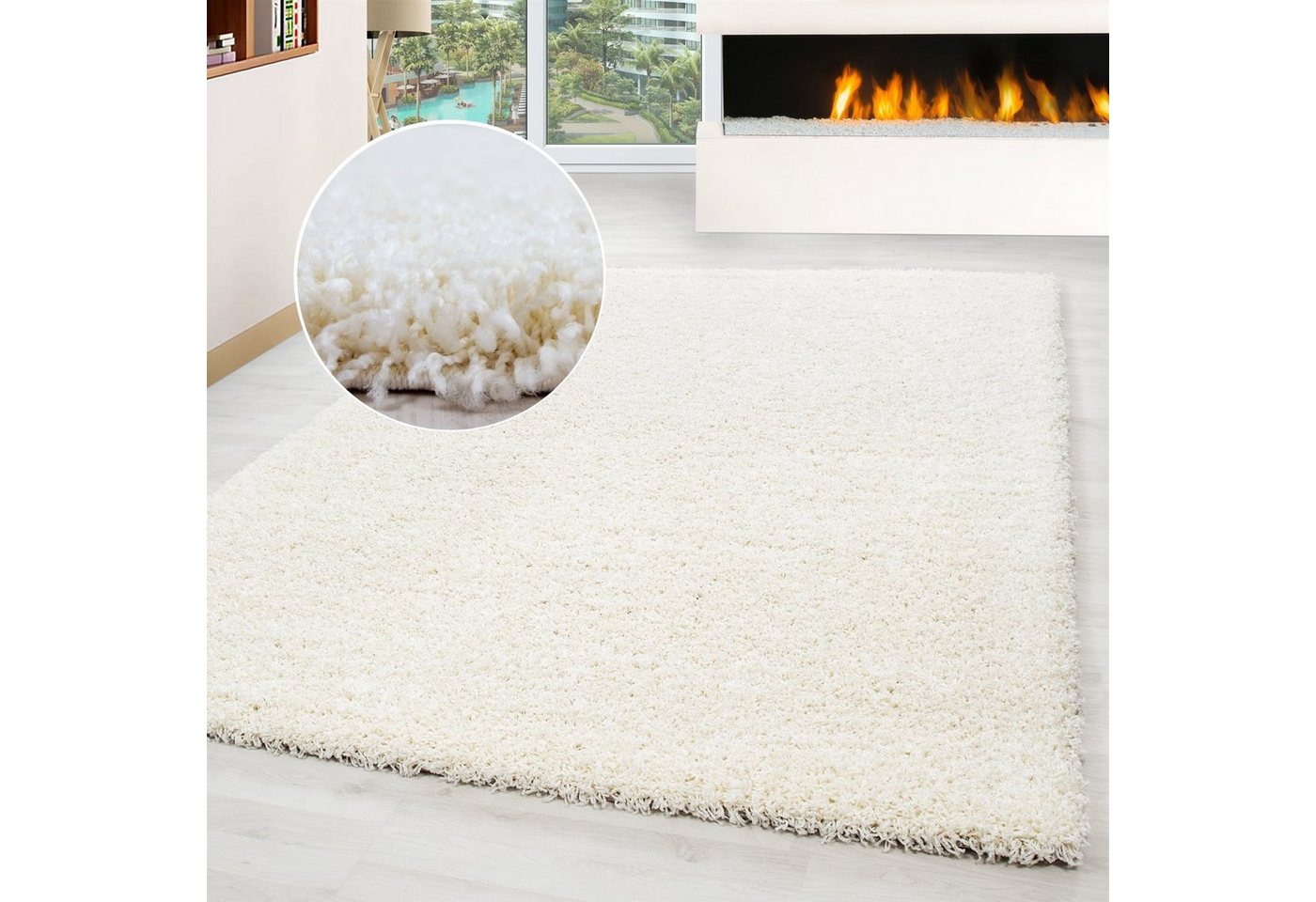 Hochflor-Teppich Teppich Shaggy Hochflorteppich Wohnzimmer Schlafzimmer Langflor, Miovani, Rechteckig, Höhe: 30 mm von Miovani