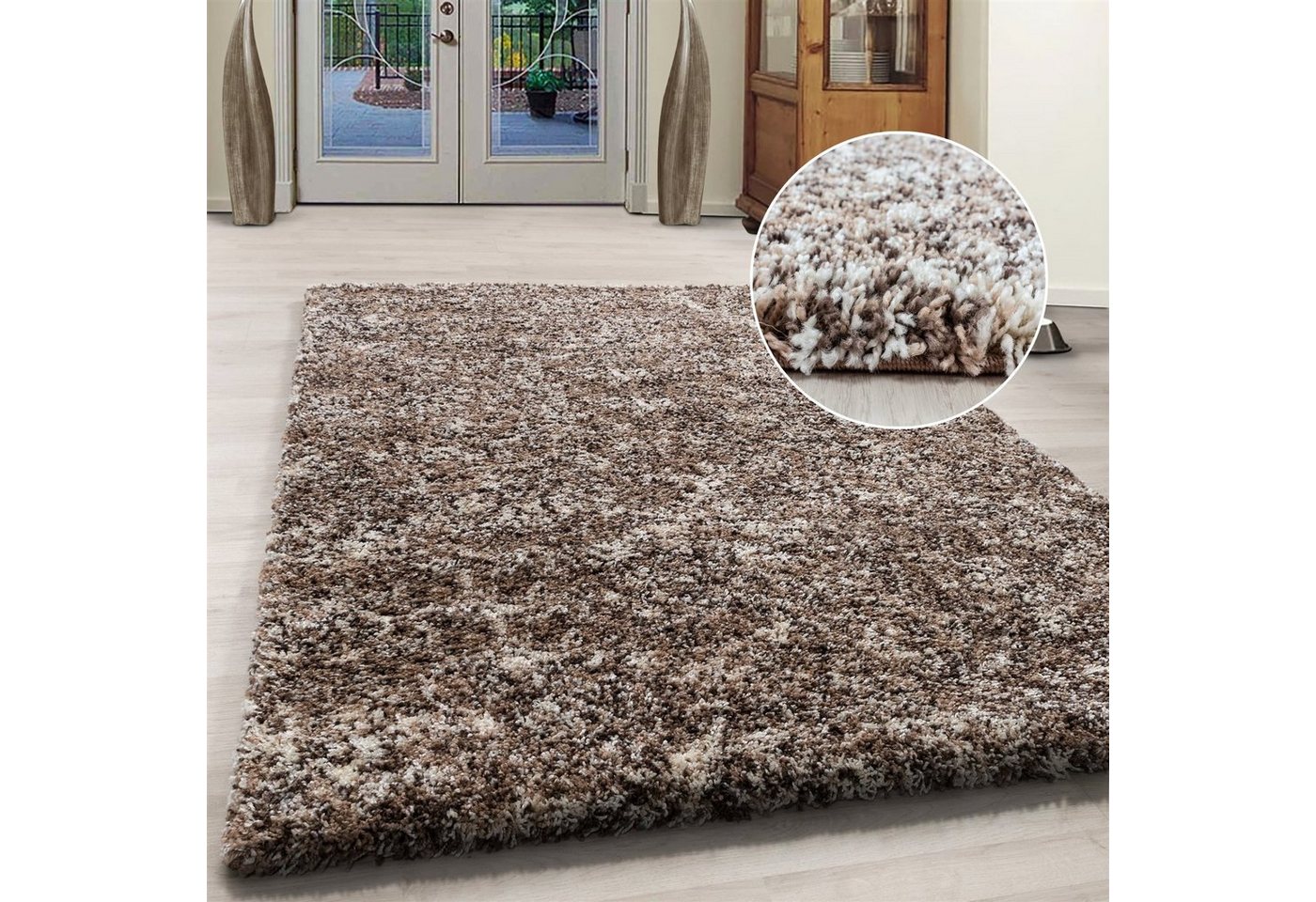 Hochflor-Teppich meliert Langflorteppich Hochflorteppich Wohnzimmer weich, Miovani, Höhe: 30 mm von Miovani