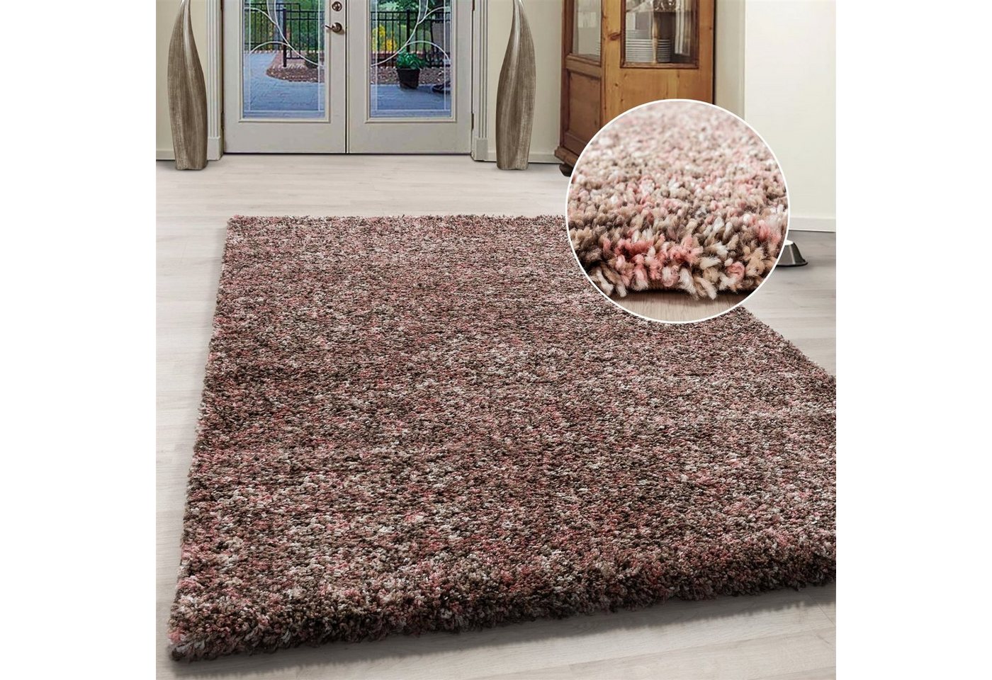 Hochflor-Teppich meliert Langflorteppich Hochflorteppich Wohnzimmer weich, Miovani, Höhe: 30 mm von Miovani