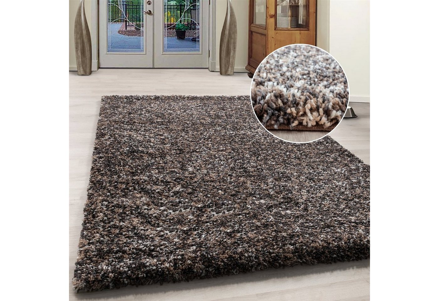 Hochflor-Teppich meliert Langflorteppich Hochflorteppich Wohnzimmer weich, Miovani, Höhe: 30 mm von Miovani