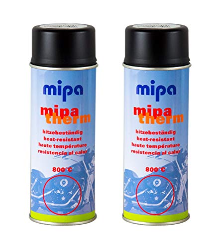 2x MIPA Mipatherm Schwarz Thermolack Ofenlack hitzebeständig bis 800°C 400 ml von MIPA