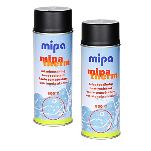 Mipa 2X Mipatherm Spray - schwarz - bis 800°C hitzebeständig - 400ml von MIPA