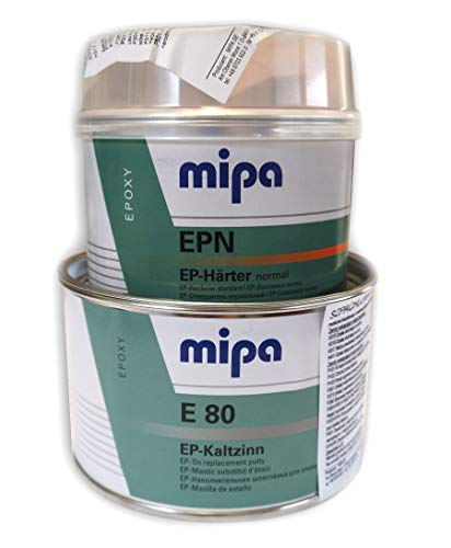 Mipa Set E 80 Kaltzinn 1KG + Härter Härterspachtel 0,5 KG 2K Epoxi Füllspachtel von MIPA