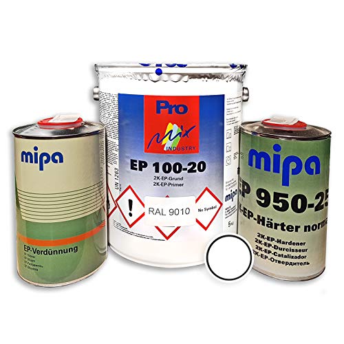 SET MIPA 2K EP 100-20 Grundierung Epoxidharz 7 kg Farbenwahl (Reinweiß) von Mipa