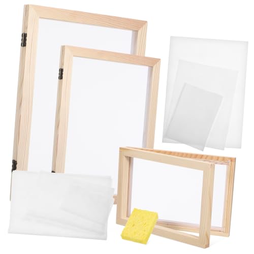 Mipcase Holzrahmen Form Und Deckle Papierherstellungsset Mit Papierherstellungssiebe Saugfähigem Papier Und Netzgewebe Für DIY-papierherstellung von Mipcase