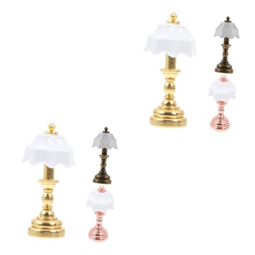 Mipcase 2 Sätze Metall Mini Nachttischlampe Warmes Licht Weiße Lampe Miniaturen Tisch Kleines Minimalistisches Babymodell Für Lichter Schreibtisch Mini Hausmöbel 3 Stück * 2 von Mipcase