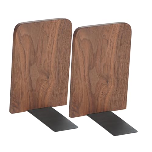 Mipcase Buchstützen aus Holz 2 Stück Multifunktionale Buchhalter für Schreibtisch Büro und Zuhause Stabiler Buchständer mit Metallbasis Dekorative Bücherregal Organizer von Mipcase