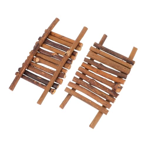 Mipcase 2stücke Miniatur Holzbrücke Für Mikrolandschaft Bonsai Und Feengarten Dekoration Realistische Vinedesign Brückenfiguren Für Terrarien Und Puppenhäuser von Mipcase