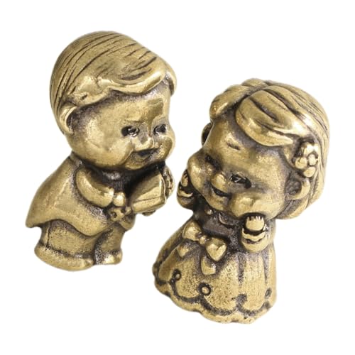 Mipcase 2 Stück Teiliges Messing Set Retro Miniatur Statue Romantische Tischdekoration für Garten und Büro Desktop Ornament von Mipcase
