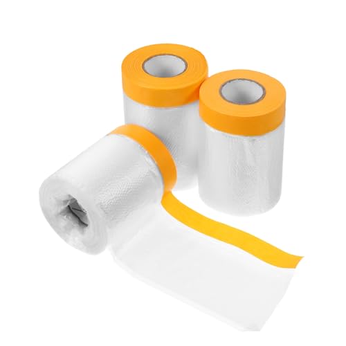 Mipcase 3 Rollen Staubdichter Film Abdeckband vorgeklebter Abdeckfilm Maskierung transparente schutzfolie Klebeband Schutzfolie Kunststoffabdeckung lackieren vorgeklebte Maskenfolie Sport von Mipcase