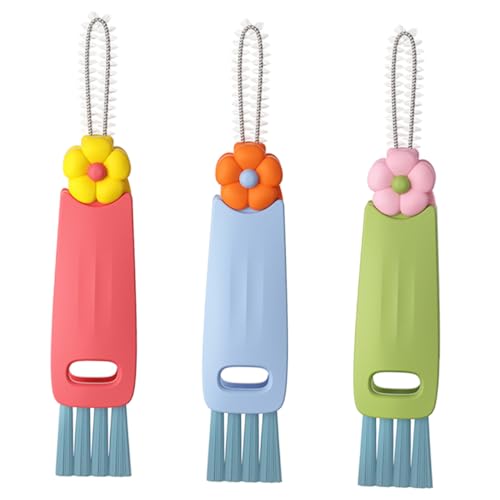 Mipcase 3 Stück Multifunktionale Teilige Becherdeckel Reinigungsbürste mit Langem Griff Weichen Kunststoffborsten für Enge Spalten und Trinkflaschen Kompakt und Langlebig für Küchen und von Mipcase