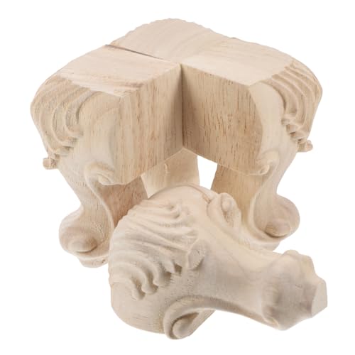 Mipcase 4stücke Tischfüße Aus Massivholz Holzmöbelbeine Für Sofa Schrank Kommode Mit Schnitzereien Im Europäischen Stil Einfach Zu Montieren Unbehandelt von Mipcase