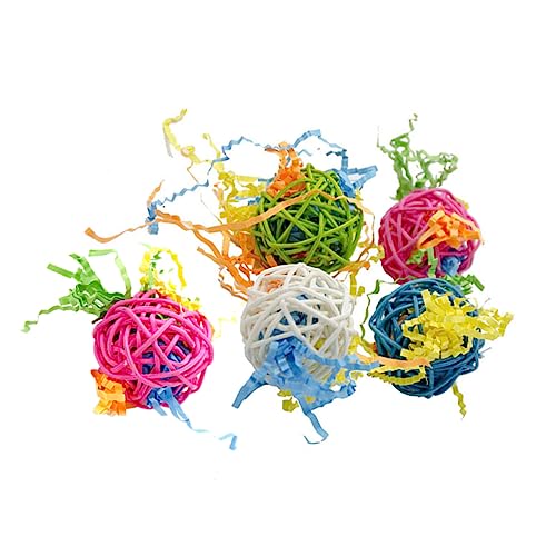 Mipcase 5stücke Kauspielzeug Für Papageien Rattanbälle Vogelspielzeug Aus Rattan Und Papier Fördert Zahnhygiene Und Natürlichen Kauinstinkt von Mipcase