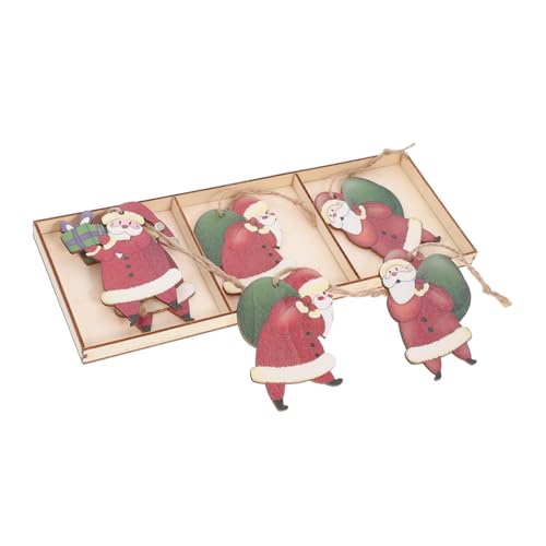 Mipcase 6 Stück Teiliges Holzanhänger Weihnachtsmann und Rentier Weihnachtsbaum Hängedekorationen Leicht und Robust Für Innen und Außen Xmas Party Festliche Holzornamente von Mipcase