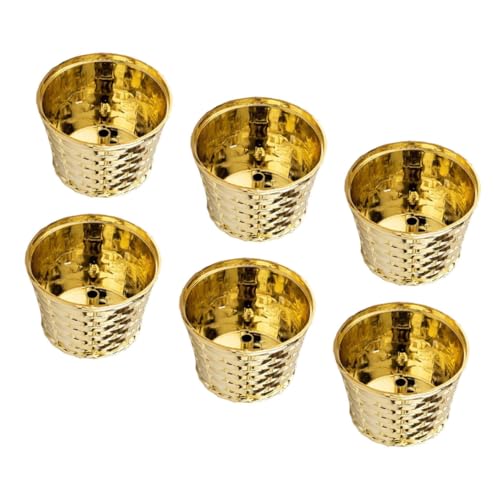 Mipcase 6 Stück Teiliges Weihnachtsbaumständer aus Robustem Stabiler Weihnachtsbaumhalter für Künstliche Bäume Goldfarbener Desktop Baumfuß mit Geflochtenem Korbdesign Installieren von Mipcase