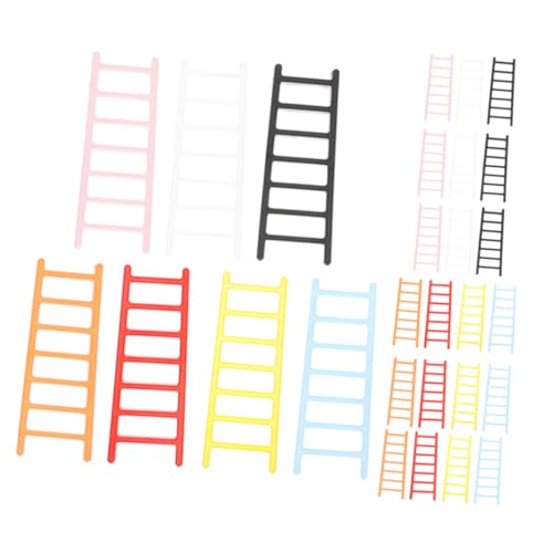 Mipcase 70 Stück Teiliges Bunte Miniatur Kunststoff Leitern Puppenhaus Treppen DIY Basteln Feengarten Zubehör Geburtstagsparty Dekoration Detailreiche Spielszene von Mipcase