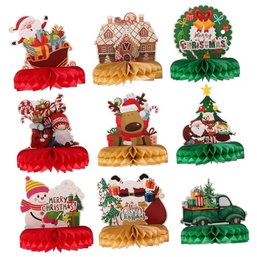 Mipcase 9 Stück Teiliges Weihnachts Party Deko Papier Honigwaben Mittelstücke Tischdekoration Wiederverwendbar Kreative Xmas Home Decor für Festliche Anlässe und Themenpartys von Mipcase