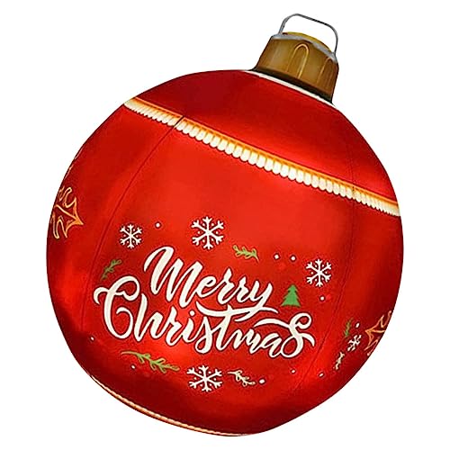 Mipcase Große Aufblasbare Weihnachtskugel Wetterfest Weihnachtsdeko Garten Outdoor Weihnachtsornament Roter Christbaumschmuck Festliche Partydekoration von Mipcase