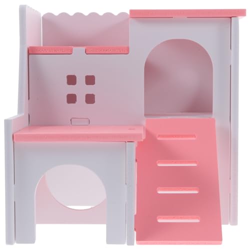 Mipcase Guinea Pig Unterschlupf Zwergtiere Rosa Hamster Tierspielzeug Spielzeug Mittelmeer Mäuse Witzig Spielzeug Schichten - Übung Hölzern Nisten Villa Leiter Hamster Hideout von Mipcase