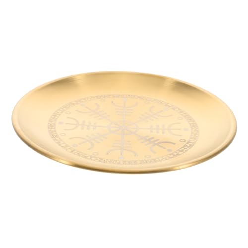 Mipcase Decorative Edelstahl Altarplatte Mit Baum Und Engel-Design Runde Metall-Schale Für Kerzen Und Rituale Für Haushaltsgebrauch Und Stilvolle Tischdekoration von Mipcase