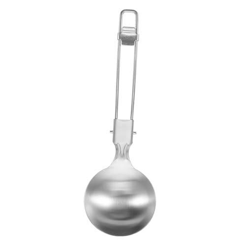 Mipcase Klappersuppenlöffel Kochen Camping -Utensilien Leicht faltbarer Löffel Rucksacklöffel Tragbare Utensilien Klappkelle zusammenklappbares Besteck Klapplöffel Rostfreier Stahl Silber von Mipcase