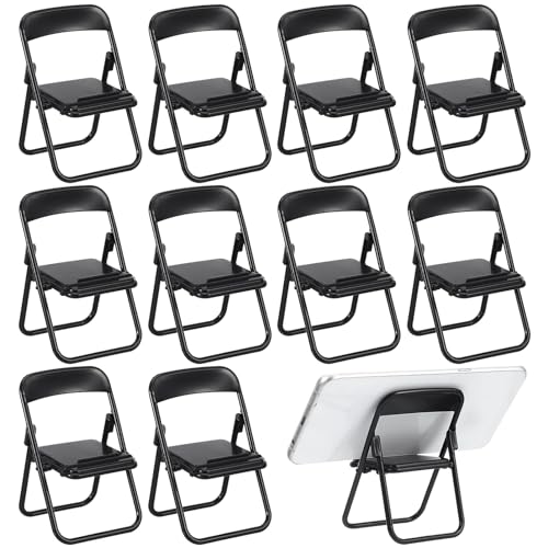 Mipcase Mini-Stuhl-Modelle: 12 Stück Stuhl-Schreibtisch-Telefonständer Mini-Klappstühle Puppenhaus-Möbel Miniatur-Halter Schreibtisch-Telefonhalter von Mipcase