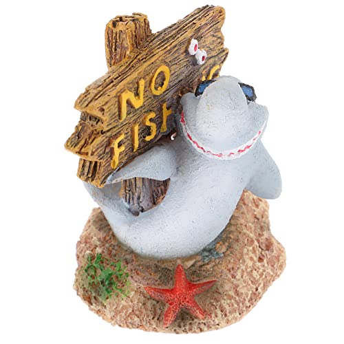 Mipcase Spielzeug Mini Harz Shark Statue Aquarium Fischschild Tierfigur Fischbeh?lter Lustige Ornamente für Teich Micro Landschaft Dekoration von Mipcase