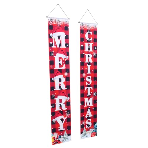 Mipcase Weihnachtsbanner Türcouplet aus Polyester Langlebig Festliche Rote Karomuster Hängende Dekoration für Haustür Eingang Garten Geeignet für Zuhause Restaurant Party Weihnachtsfest von Mipcase