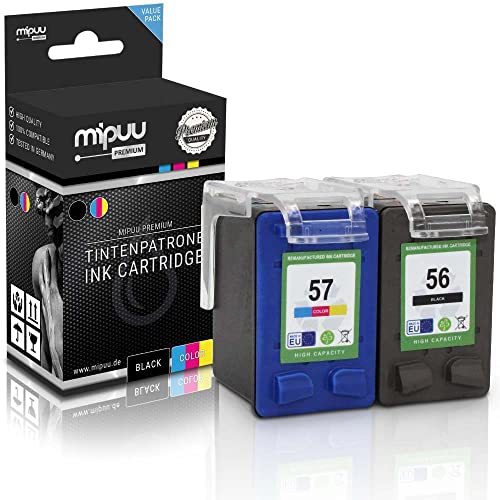 Mipuu 2 Tinten kompatibel für HP 56 57 Black Color für HP Deskjet 450 5550 9670 Officejet 4200 5610 6150 Photosmart 7760 PSC 1110 1215 1217 1315 Sedt von Mipuu