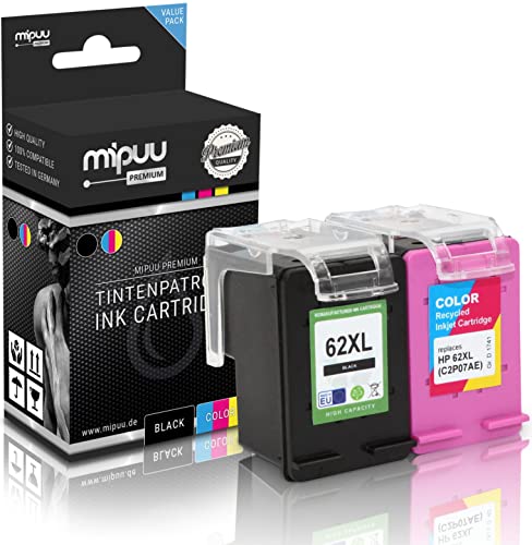 Mipuu 2 Tinten kompatibel für HP 62XL C2P05AE C2P07AE Black Color für HP Envy 5540 5544 5640 5660 7640 7645 OfficeJet 200 5740 5742 5746 8040 8045 von Mipuu