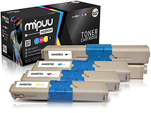 Mipuu 4 Toner kompatibel für Oki C310 C310dn C330dn C331dn C510dn C511dn C530dn C531dn MC351 MC352 MC361 MC362 MC562 MC362dn MC561 MC562dnw (Schwarz, Cyan, Magenta, Gelb) von Mipuu