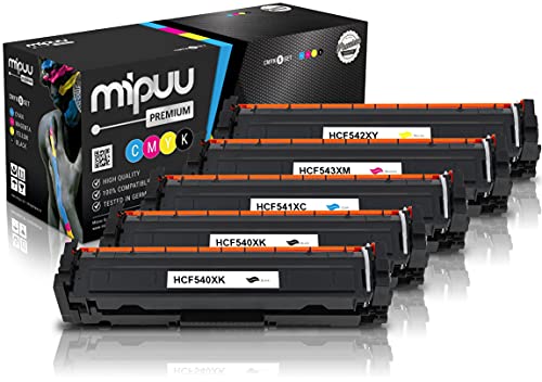 Mipuu 5 XXL Toner kompatibel mit HP CF540X CF541X CF542X CF543X 203X für Color Laserjet Pro M281fdw MPF M281fdn M280nw M281fw M254dw M254dnw M254nw von Mipuu