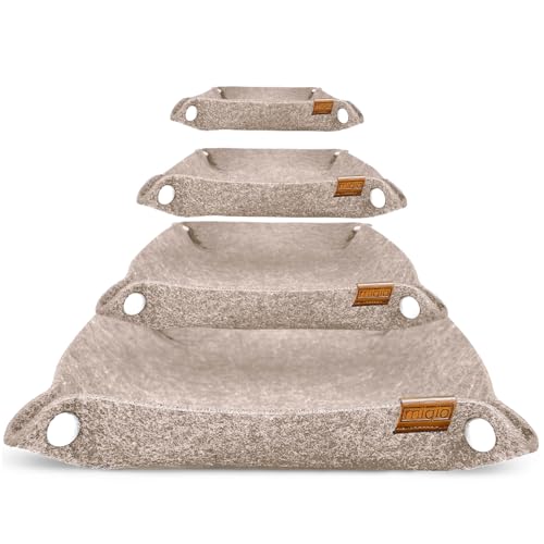 MIQIO® Design Premium Filzschalen mit Druckknöpfen - 3 +1 Set - quadratischer Aufbewahrungskorb aus Filz für Briefe, Schlüssel, Smartphone - faltbare Utensilo Schale - Beige von Miqio