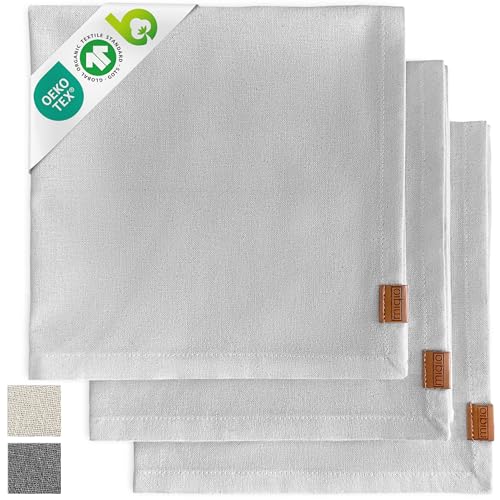 Miqio® Design Baumwoll Geschirrtücher, Handtücher, Trockentücher - 100% Bio-Baumwolle (70x45 cm) - Abtrockentücher 3er Set - GOTS, BCI und Ökotex Zertifiziert - hellgrau von Miqio