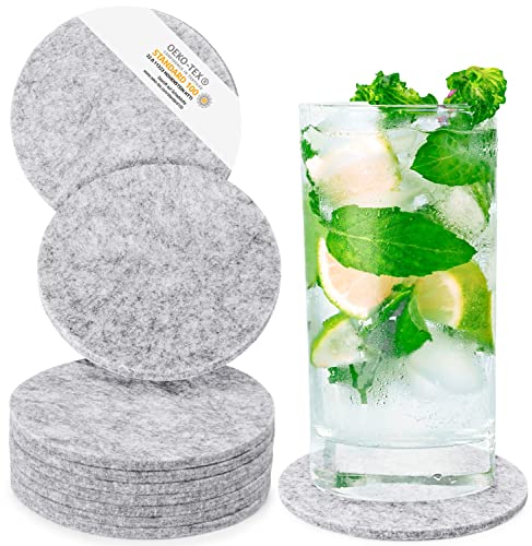 Miqio® Design Filzuntersetzer rund oder eckig für Gläser | Nachhaltige Oekotex Glasuntersetzer aus Filz | 10 Untersetzer für Getränke, Kerzen, Tassen, Bar, Glas | Tisch Deko von Miqio