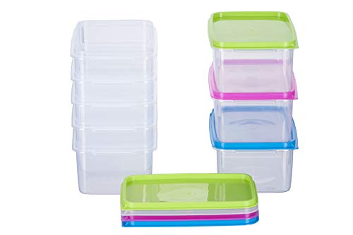 MiraHome Gefrierdosen 8x0,5L rechteckig bunt – Vorratsdosen mit Deckel luftdicht – Transparente Frischhaltedosen mit Deckel – Aufbewahrungsbox Küche für Mealprep & Organisation – Austrian Quality von MiraHome