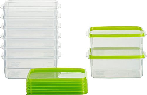 MiraHome Gefrierdosen 8x0,5L rechteckig grün – Vorratsdosen mit Deckel luftdicht – Transparente Frischhaltedosen mit Deckel – Aufbewahrungsbox Küche für Mealprep & Organisation – Austrian Quality von MiraHome