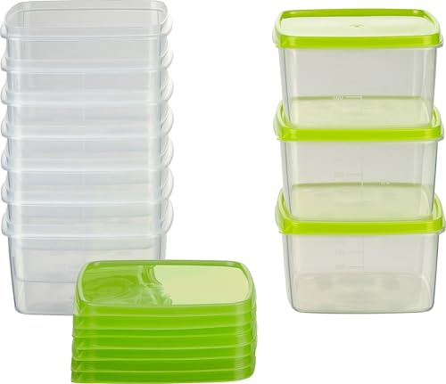 MiraHome Vorratsdosen Set 10x0,5L quadratisch grün – Perfekt zur Aufbewahrung & Organisation für Lebensmittel – Vorratsdosen mit Deckel Luftdicht – Gefrierdosen für Mealprep & Küche – Austrian Quality von MiraHome
