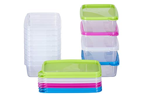 MiraHome Gefrierdosen 12x0,5L rechteckig bunt – Vorratsdosen mit Deckel luftdicht – Transparente Frischhaltedosen mit Deckel – Aufbewahrungsbox Küche für Mealprep & Organisation – Austrian Quality von MiraHome