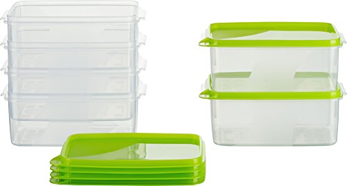 MiraHome Gefrierdosen 6x0,75L rechteckig grün – Vorratsdosen mit Deckel luftdicht – Transparente Frischhaltedosen mit Deckel – Aufbewahrungsbox Küche für Mealprep & Organisation – Austrian Quality von MiraHome