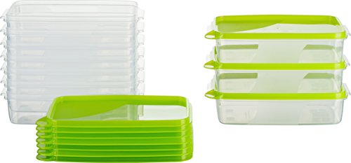 MiraHome Gefrierdosen 10x0,75L rechteckig grün – Vorratsdosen mit Deckel luftdicht – Transparente Frischhaltedosen mit Deckel – Aufbewahrungsbox Küche für Mealprep & Organisation – Austrian Quality von MiraHome