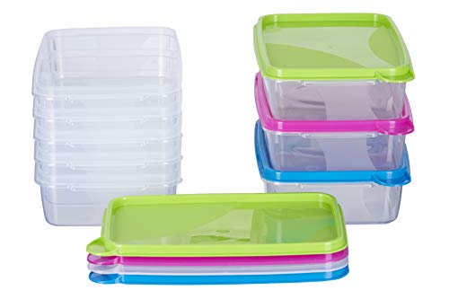 MiraHome Gefrierdosen 8x0,75L rechteckig bunt – Vorratsdosen mit Deckel luftdicht – Transparente Frischhaltedosen mit Deckel – Aufbewahrungsbox Küche für Mealprep & Organisation – Austrian Quality von MiraHome
