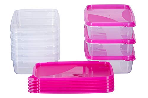 MiraHome Gefrierdosen 8x0,75L rechteckig pink – Vorratsdosen mit Deckel luftdicht – Transparente Frischhaltedosen – Aufbewahrungsbox Küche für Mealprep & Organisation – Austrian Quality von MiraHome