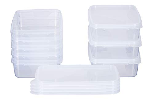 MiraHome Frischhaltedose Gefrierbehälter 0,75l rechteckig flach 18x12x5cm 8er Set transparent Austrian Quality von MiraHome