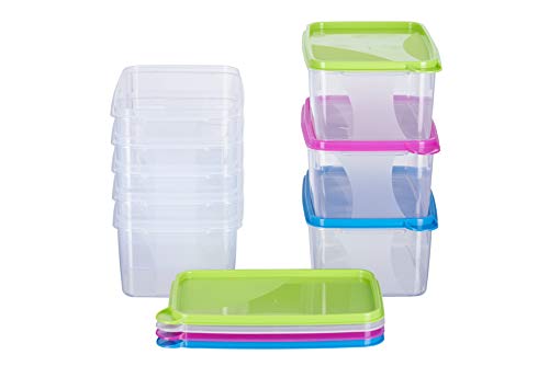 MiraHome Gefrierdosen 8x1,3L rechteckig bunt – Vorratsdosen mit Deckel luftdicht – Transparente Frischhaltedosen mit Deckel – Aufbewahrungsbox Küche für Mealprep & Organisation – Austrian Quality von MiraHome