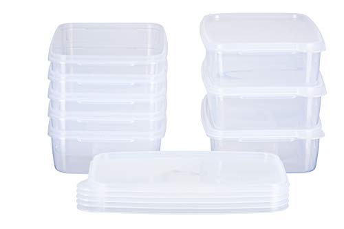 MiraHome Frischhaltedose Gefrierbehälter 1,5l rechteckig flach 23x15x6,5cm 8er Set transparent Austrian Quality von MiraHome