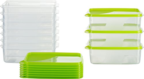 MiraHome Gefrierdosen 10x1L rechteckig grün – Vorratsdosen mit Deckel luftdicht – Transparente Frischhaltedosen mit Deckel – Aufbewahrungsbox Küche für Mealprep & Organisation – Austrian Quality von MiraHome