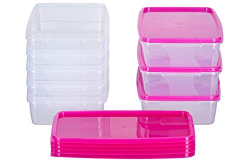 MiraHome Gefrierdosen 8x1L rechteckig pink – Vorratsdosen mit Deckel luftdicht – Transparente Frischhaltedosen – Aufbewahrungsbox Küche für Mealprep & Organisation – Austrian Quality von MiraHome