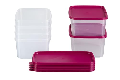 MiraHome Gefrierdosen 6x2L rechteckig pink – Vorratsdosen mit Deckel luftdicht – Transparente Frischhaltedosen – Aufbewahrungsbox Küche für Mealprep & Organisation – Austrian Quality von MiraHome